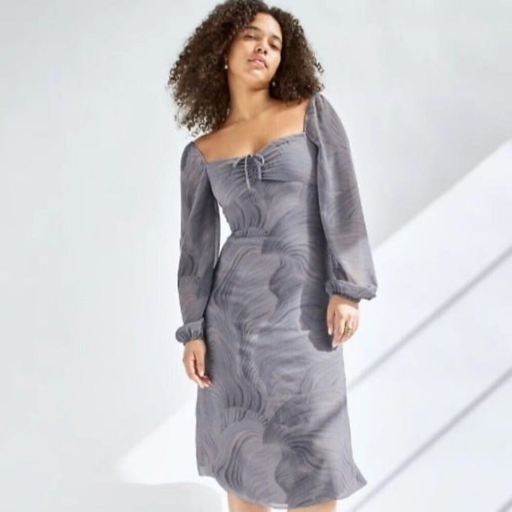 Aritizia Wilfred Jacqueline gray purple marble graphic midi dress size 00